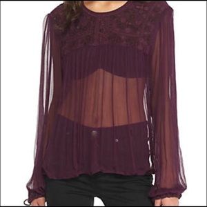 Free People Retro Femme Sheer Blouse Top
